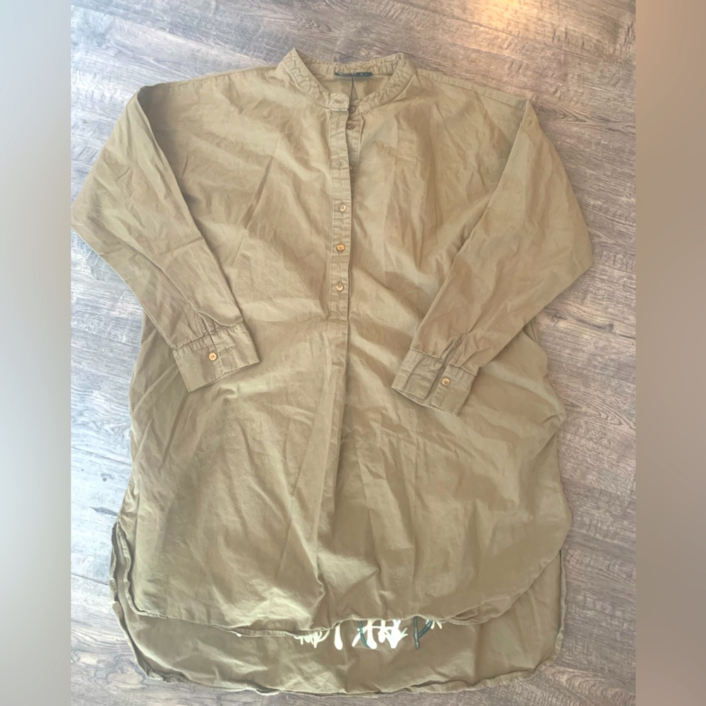 Refka Embroidered Long Sleeve Button Down Shirt khaki Medium Women’s Preloved‎